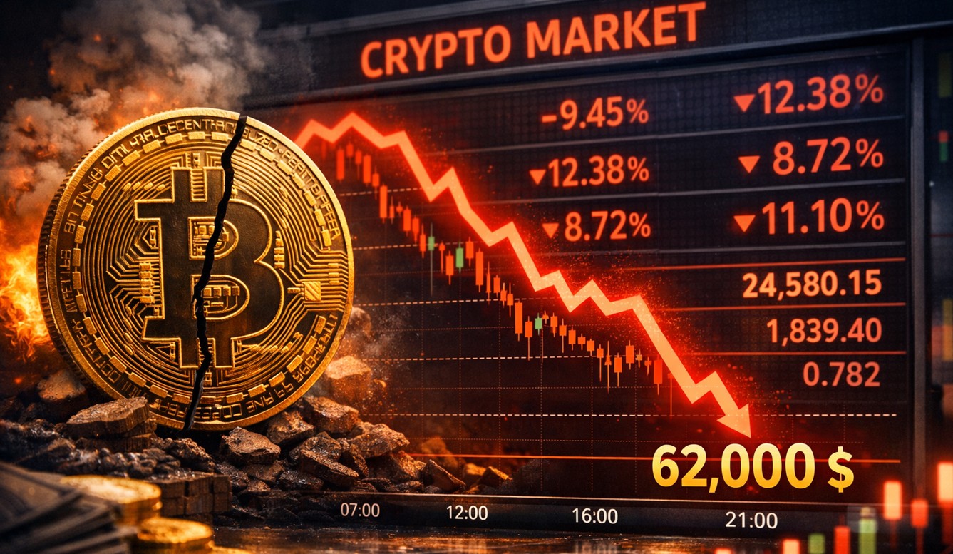 Bitcoin 62 Bin Dolara Çakıldı: Kripto Piyasasında Sert Dalga