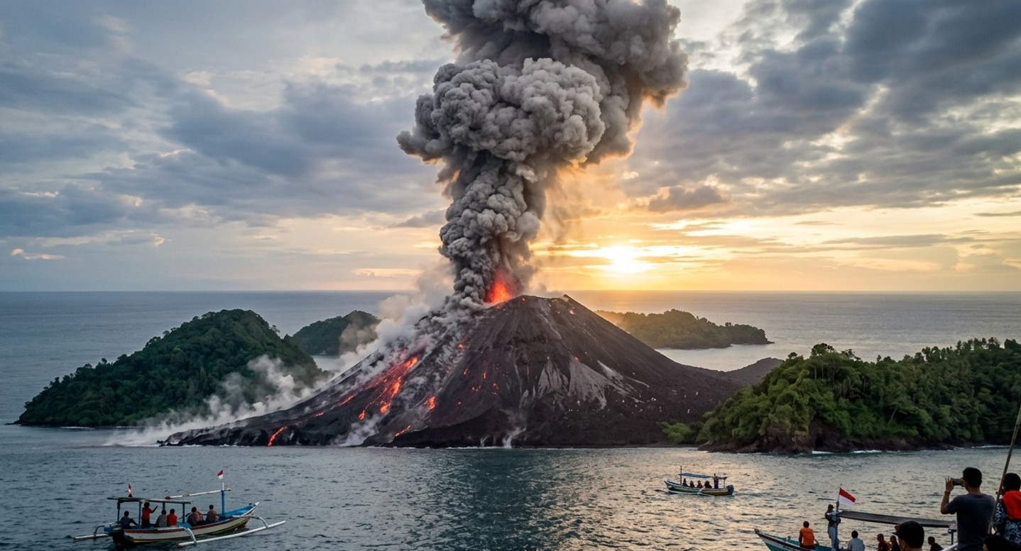 Anak Krakatau Yeniden Uyandı: Gökyüzüne 10 Mil Yükseklikte Kül